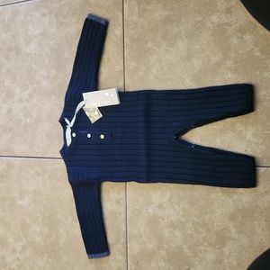 B.S. navy blue wool blend one piece baby outfit